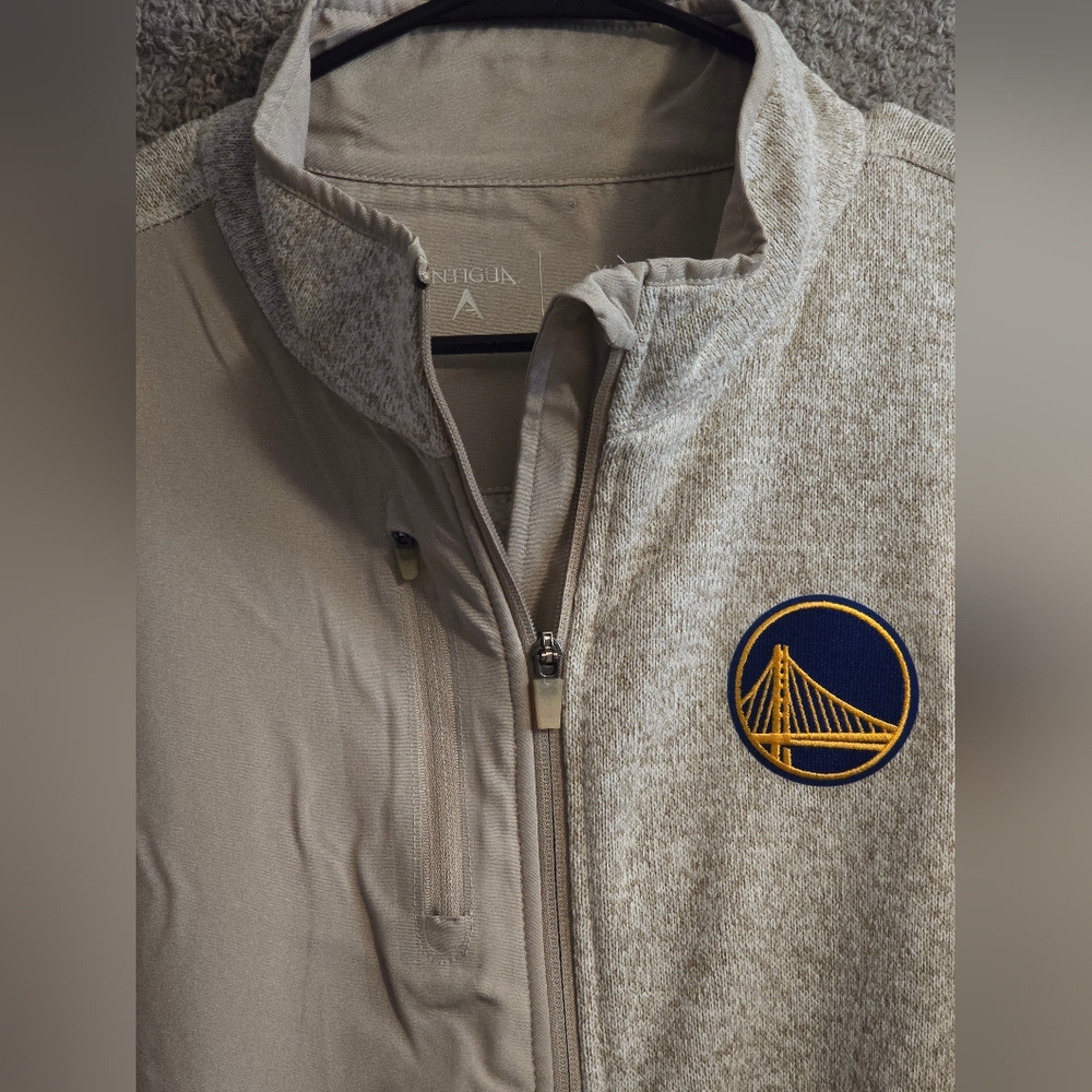 Men's Golden State Warriors Antigua Oatmeal Fortune Full-Zip Jacket (XL)
